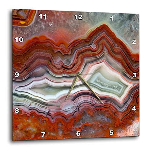 3D Rose Mexican Crazy Lace Agate Wall Clock, 15" x 15" 3D Rose Mexican Crazy Lace Agate Wall Clock, 15" x 15"
