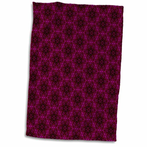 3D Rose Deep Burgundy and Black Honeycomb Star-Shaped Flowers Pattern Hand/Sports Towel, 15 x 22