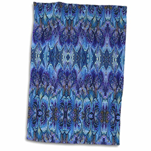 3D Rose Blue Peacock Paisley Hand/Sports Towel, 15 x 22