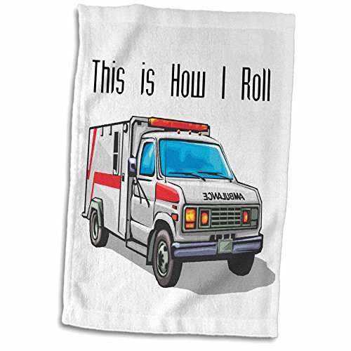 3D Rose This How I Roll Ambulance EMT Design Hand/Sports Towel, 15 x 22