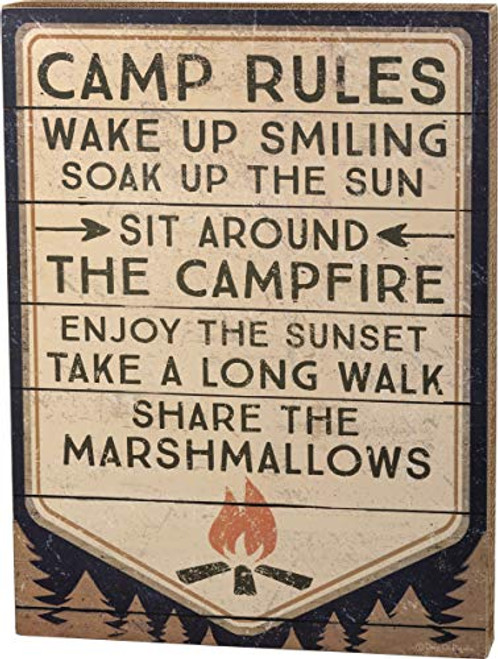 Primitives by Kathy Slat Wood Block Sign, 12 x 16-Inches, Camp Rules Primitives by Kathy Slat Wood Block Sign, 12 x 16-Inches, Camp Rules
