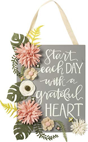 Primitives by Kathy Hand Lettered Hanging Wall Décor, 8 x 10-Inches, Grateful Heart