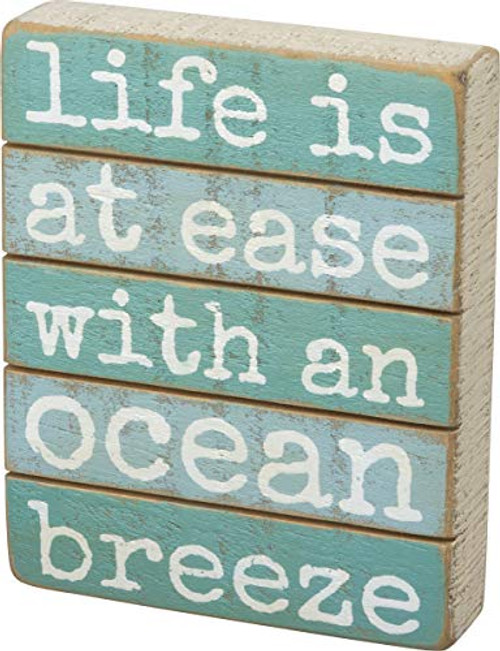 Primitives by Kathy Slat Wood Box Sign, 4 x 5-Inches, at Ease with an Ocean Breeze Primitives by Kathy Slat Wood Box Sign, 4 x 5-Inches, at Ease with an Ocean Breeze