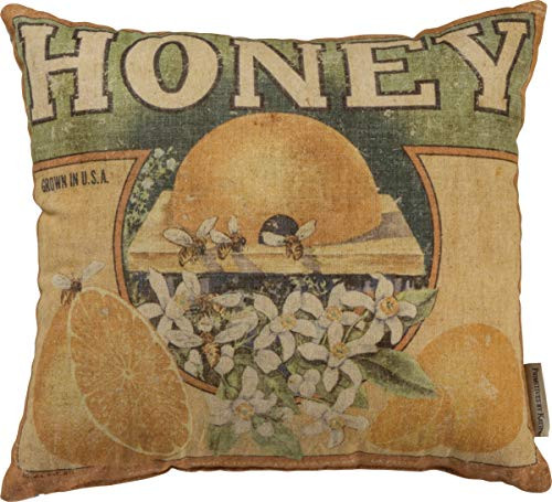 Primitives by Kathy Farmhouse Feedsack Throw Pillow, 14 x 13-Inches, Honey