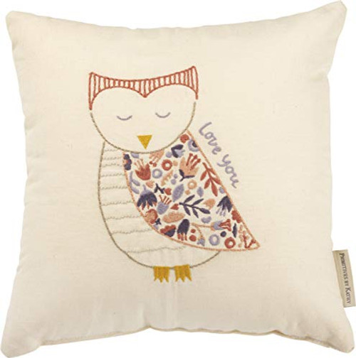 Primitives by Kathy Embroidered Throw Pillow, 12 x 12-Inches, Love You Primitives by Kathy Embroidered Throw Pillow, 12 x 12-Inches, Love You