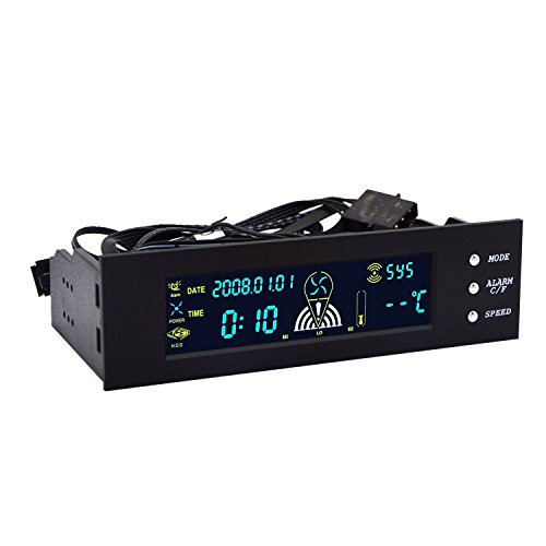 5.25 inch Fan Speed Controller - PerryLee PC Computer Fan Controller Temperature Controller Front Panel Date Time Temperature Display Drive Bay