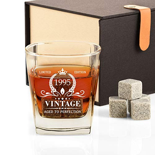 25th Birthday Gifts for Men, Vintage 1995 Whiskey Glass and Stones Funny 25 Birthday Gifts for Dad, Husband, Brother, Son, 25th Anniversary Present for Him, 25 Bday Decorations Party Favors 25th Birthday Gifts for Men, Vintage 1995 Whiskey Glass and Stones Funny 25 Birthday Gifts for Dad, Husband, Brother, Son, 25th Anniversary Present for Him, 25 Bday Decorations Party Favors