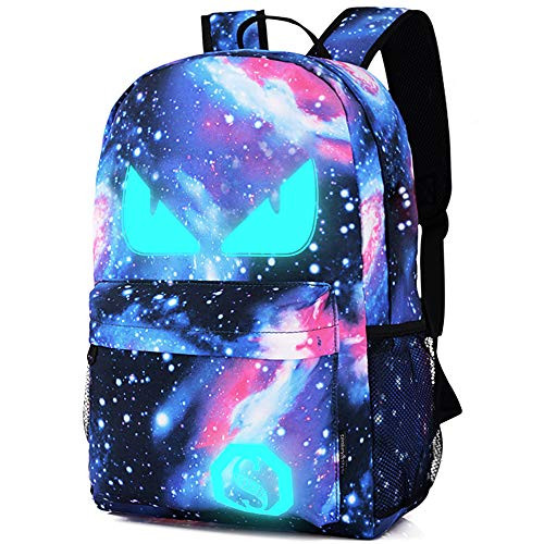 Galaxy School Backpack for Boys Girls, Luminous Bookbags for Kids Teen (Evil)