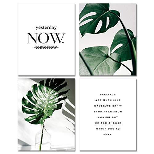 Plant Leaf posters botanical prints canvas Green wall art paintings boho wall decor wall art for living room decor for bedroom aesthetic posters Artwork(Set of 4pcs)-Unframed-8"x10"Inch