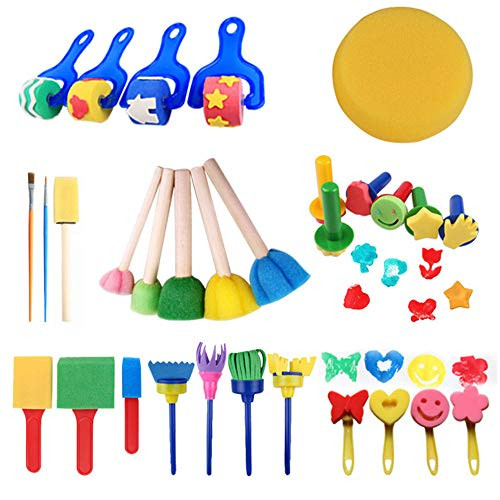33 Pcs Kids Drawing Tools Kits, Sponge Painting Brushes, Early DIY Learning Craft Art Supplies for Kids Toddlers, Washable Painting Brushes, Foam Roller Sponge Arts Craft 33 Pcs Kids Drawing Tools Kits, Sponge Painting Brushes, Early DIY Learning Craft Art Supplies for Kids Toddlers, Washable Painting Brushes, Foam Roller Sponge Arts Craft