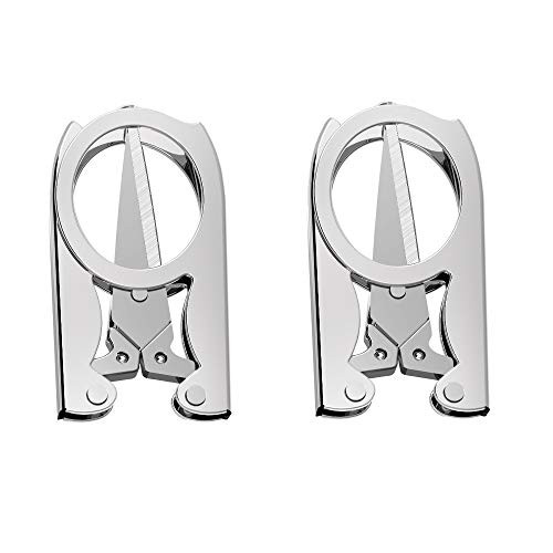 2PCS Folding Scissors Small Sewing Scissors, Premium Stainless Steel Portable Travel Scissors for Craft, Travelling, Camping, Outdoors