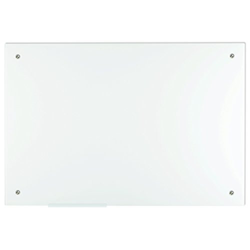 Lockways Magnetic Glass Dry Erase Board, Magnetic Whiteboard White Board 36 x 24 Inch, Frameless, Magnets,Clear Marker Tray, for Office, Home, School