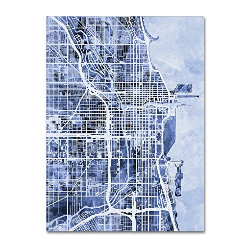 Chicago City Street Map B&W by Michael Tompsett, 14x19-Inch Canvas Wall Art Chicago City Street Map B&W by Michael Tompsett, 14x19-Inch Canvas Wall Art