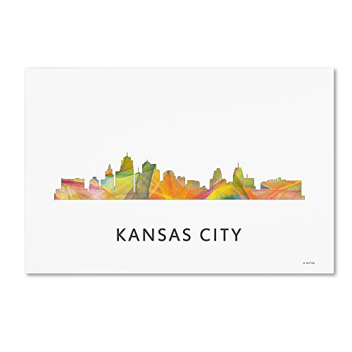 Kansas City Missouri Skyline WB-1 by Marlene Watson, 12x19-Inch Canvas Wall Art