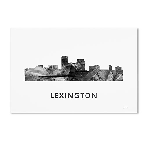 Lexington Kentucky Skyline WB-BW by Marlene Watson, 12x19-Inch Canvas Wall Art