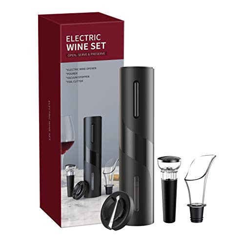 Electric Wine Opener, EMISK Rechargeable Automatic Corkscrew Cordless Wine Bottle Opener Set with Foil Cutter, Vacuum Stopper and Wine Aerator Pourer