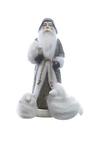 Creative Co-op Resin Santa with Sheep Figurine, 11" H, Grey
