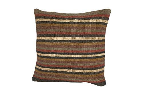 Creative Co-op Handwoven Multicolor Striped Jute & Wool Blend Kilim Pillows