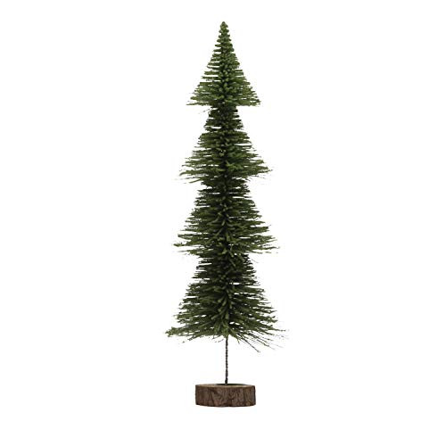 Creative Co-op 15" Bottle Brush Wood Base Trees, Green