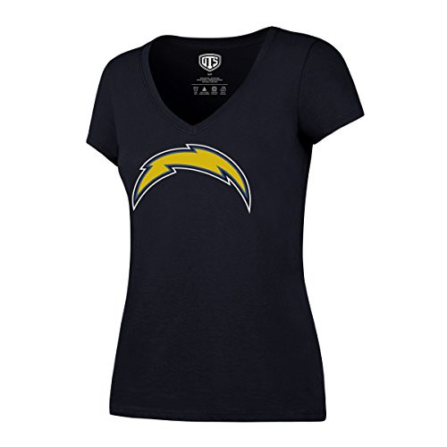 OTS NFL Los Angeles Chargers Women's Rival V-Neck Tee, Team Color Primary Logo, Medium