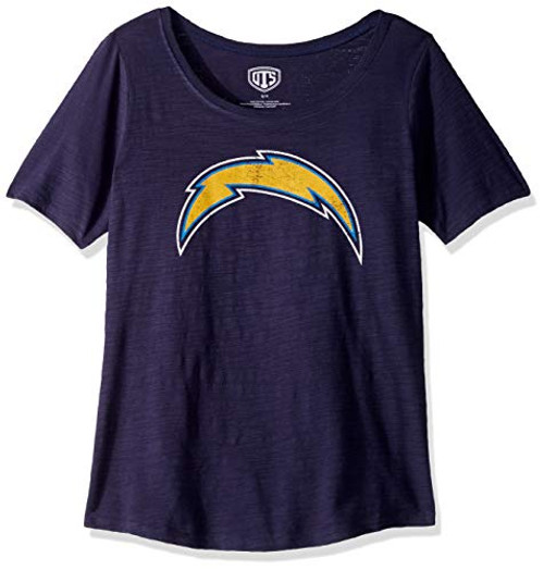 OTS NFL Los Angeles Chargers Women's Slub Scoop Tee, Distressed Logo, Medium OTS NFL Los Angeles Chargers Women's Slub Scoop Tee, Distressed Logo, Medium