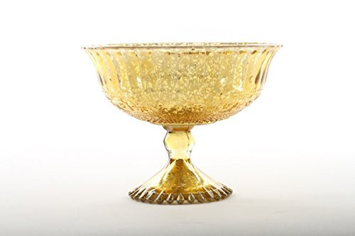 Koyal Wholesale 5-Inch Antique Gold Glass Compote Bowl Pedestal Flower Bowl Centerpiece