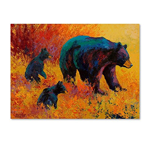 Double Trouble Black Bear by Marion Rose, 14x19-Inch Canvas Wall Art