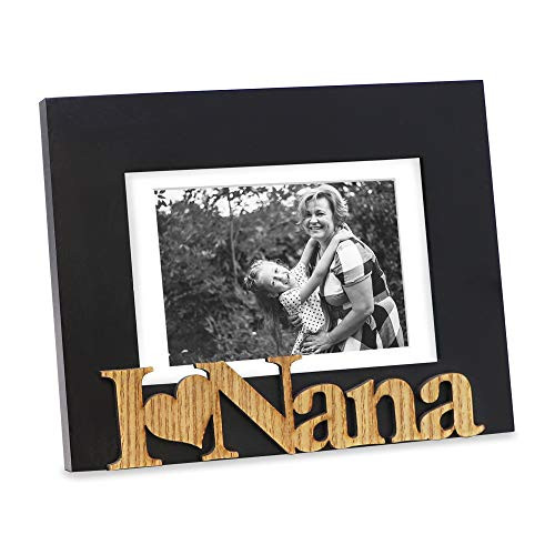 Isaac Jacobs Black Wood Sentiments I Love Nana Picture Frame, 5x7 inch with Mat, Photo Gift for Nana, Grandma, Family, Display on Tabletop, Desk (Black, 5x7 (Matted 4x6))