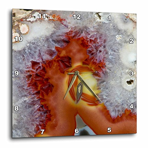 3D Rose Orange-Banded Agate-Quartzsite Wall Clock, 15" x 15" 3D Rose Orange-Banded Agate-Quartzsite Wall Clock, 15" x 15"