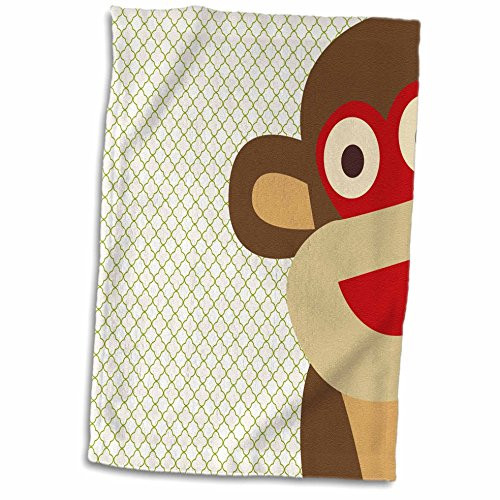 3D Rose Sock Monkey Peeking Around Corner - Cute Animal Art TWL_63511_1 Towel, 15" x 22"