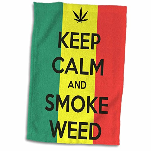 3D Rose Keep Calm and Smoke Weed Towel, 15" x 22"