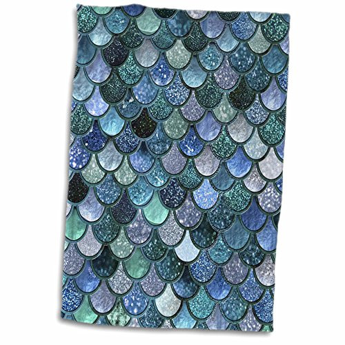 3dRose Multicolor Girly Trend Pink Luxury Elegant Mermaid Scales Glitter Towel, 15 x 22