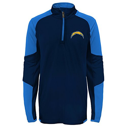 Outerstuff NFL LA Chargers Youth Boys Beta 1/4 Zip Performance Top, Dark Navy, Kids Large(7)