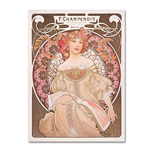 Reverie by Alphonse Mucha, 14x19-Inch Canvas Wall Art