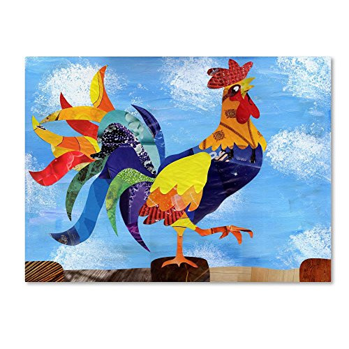 Colorful Rooster by Artpoptart, 14x19-Inch Canvas Wall Art