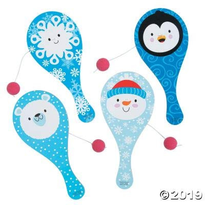 Fun Express Winter Paddleball Games - Toys - 12 Pieces