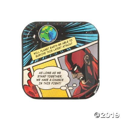 COMIC SUPERHERO DESSERT PLATE - Party Supplies - 8 Pieces