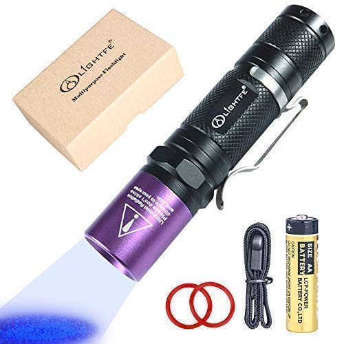 LIGHTFE Black light UV Flashlight 365nm blacklight UV301D with LG LED Source,Black Filter Lens, Max.3000mW high power for Resin Glue Curing Light, Rocks and Mineral Glowing,A/C Leak Detector