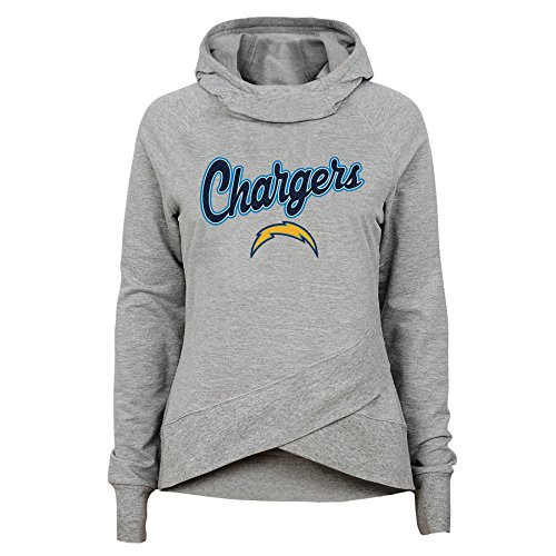 Outerstuff NFL LA Chargers Youth Girls Legend Girl Funnel Neck Hoodie, Heather Grey, Youth Medium(10-12)