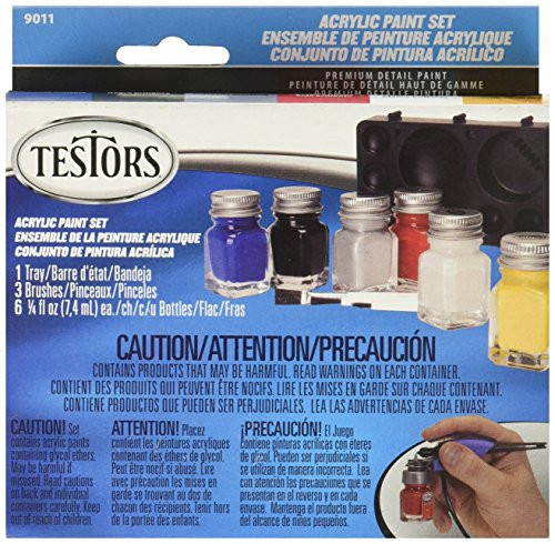 Testors 9011 Primary Colors Acrylic Paint Set, Multicolor