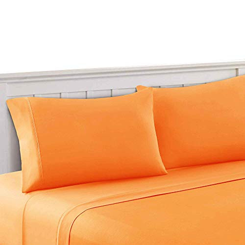 Bezons Four Piece Queen Size Microfiber Sheet Set, Orange