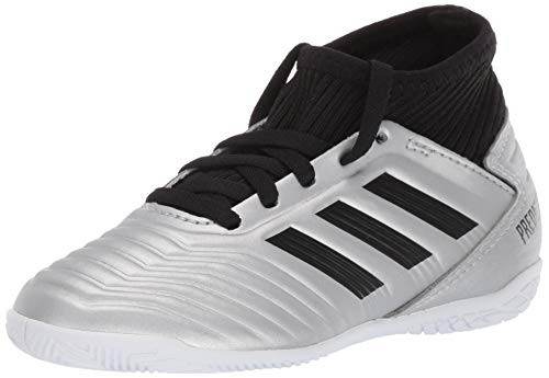 adidas Unisex-Kid's Predator 19.3 Indoor Soccer Shoe, Silver Metallic/Black/hi-res red, 4 M US Big Kid