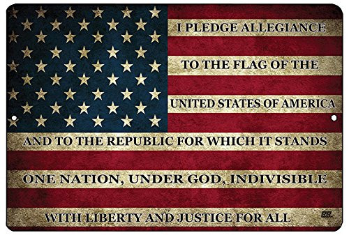 Rogue River Tactical USA American Flag Metal Tin Sign Wall Decor Man Cave Bar US Pledge of Allegiance