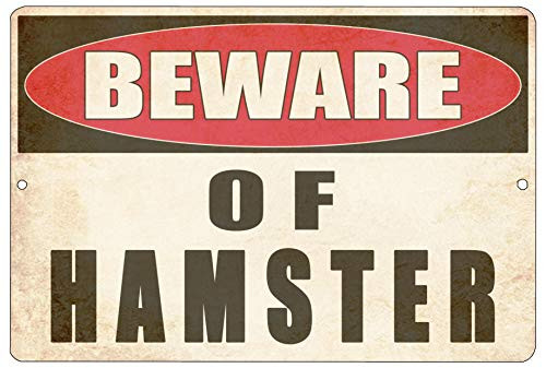 Rogue River Tactical Funny Sarcastic Metal Tin Sign Wall Decor Man Cave Bar Yard Wall Warning Beware of Hamster