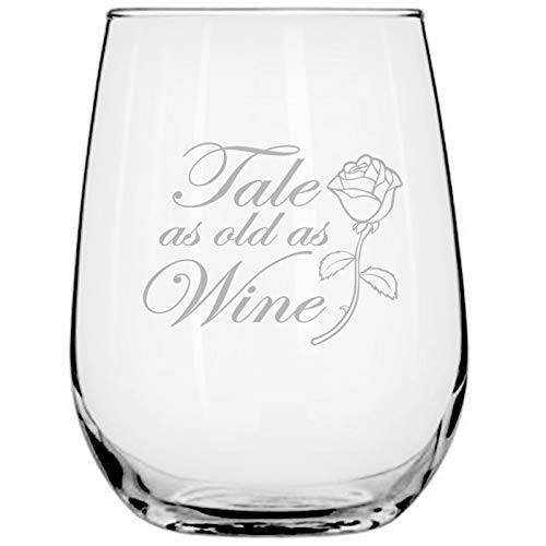 Tale as Old as Wine  17oz Stemless Wine Glass  Disney-Inspired Glass  Beauty Glass  Disney Princess Wine Glass  Birthday Present  Gift for Friend