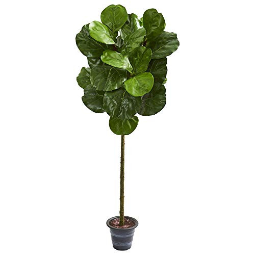 Nearly Natural 4-Ft. Fiddle Leaf Artificial Decorative Planter Silk Trees Green