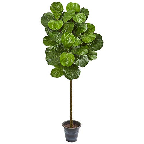 Nearly Natural 5-Ft. Fiddle Leaf Artificial Decorative Planter Silk Trees Green
