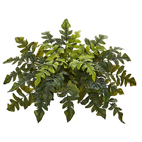 Nearly Natural 32in. Holly Fern Artificial Ledge Silk Plants, Green