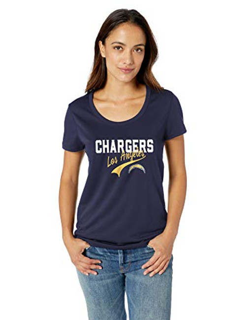 OTS NFL Los Angeles Chargers Women's Poly Short Sleeve Tee, Alternate Team Color Naples, Large OTS NFL Los Angeles Chargers Women's Poly Short Sleeve Tee, Alternate Team Color Naples, Large