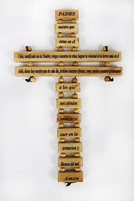 Bethlehem Gifts TM Olive Wood Father in Heaven Lord's Prayer Hanging Cross by (Spanish 9") Bethlehem Gifts TM Olive Wood Father in Heaven Lord's Prayer Hanging Cross by (Spanish 9")